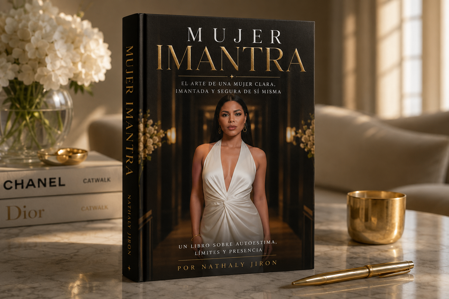 Libro Mujer IMANTRA sobre una mesa de mármol